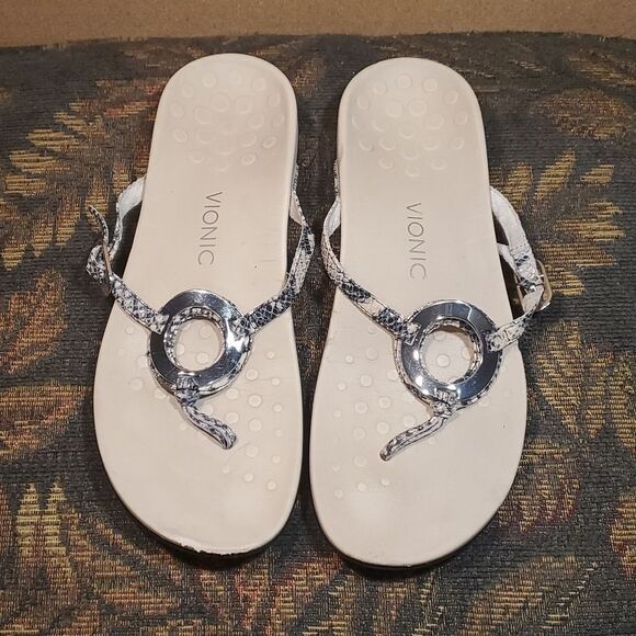 Vionic Women's Karina Faux Snakeskin Flip Flop - Picture 1 of 9
